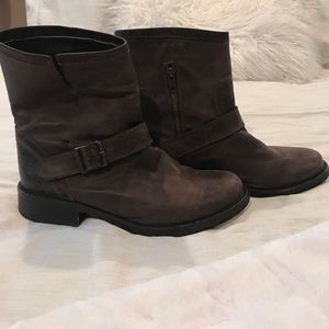 Dark brown leather boots